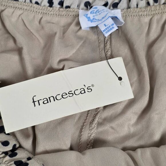 Francesca’s Blue Rain Ivory Polka Dot Ruffle Skirt L - Picture 6 of 9